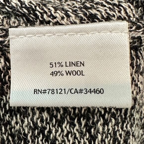 EILEEN FISHER | Wool Linen Knit Tunic Sweater Black Ivory | Size Medium - Picture 6 of 7